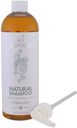 Natural Shampoo, Citrus & Mint, 16 fl oz (473 ml) by Puracy-Bad, Skönhet, Hår, Hårbotten, Schampo, Balsam