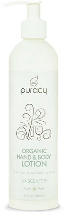 Organic Hand & Body Lotion, Fragrance Free, 12 fl oz (355 ml) by Puracy-Bad, Skönhet, Body Lotion
