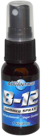 B-12 Spray, 500 mcg, 1 fl oz by Pure Advantage-Vitaminer, Vitamin B12, Vitamin B12 - Metylcobalamin