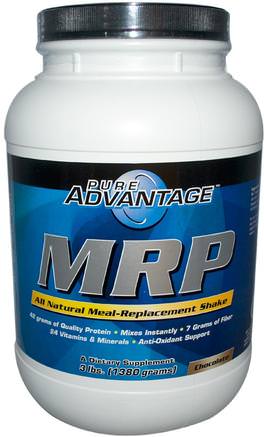 MRP, Meal Replacement Shake, Chocolate, 3 lbs (1380 g) by Pure Advantage-Kosttillskott, Måltid Ersättning Skakningar
