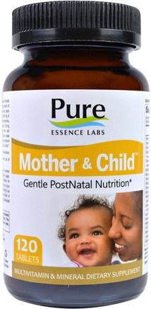 Mother & Child, Gentle PostNatal Formula, 120 Tablets by Pure Essence-Vitaminer, Kvinnor Multivitaminer