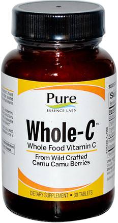 Whole C, Whole Food Vitamin C, 30 Tablets by Pure Essence-Vitaminer, Vitamin C, Vitamin C Hela Maten