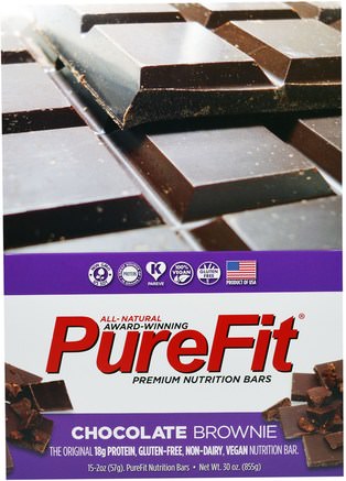 Premium Nutrition Bars, Chocolate Brownie, 15 Bars, 2 oz (57 g) Each by Pure Fit Bars-Sport, Protein Barer