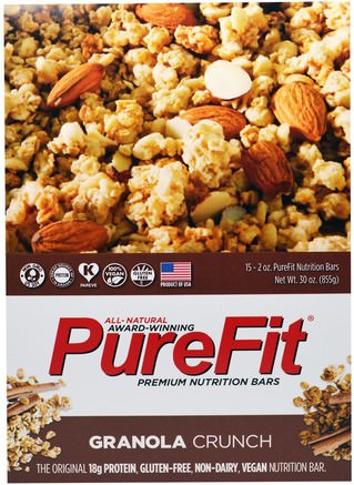 Premium Nutrition Bars, Granola Crunch, 15 Bars, 2 oz (57 g) Each by Pure Fit Bars-Sport, Protein Barer