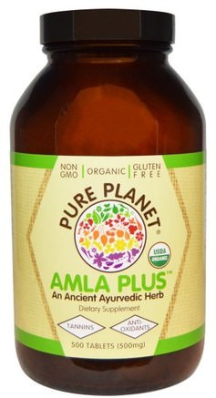 Amla Plus, 500 mg, 500 Tablets by Pure Planet-Vitaminer, Vitamin C, Ayurveda Ayurvediska Örter, Amla (Indisk Krusbär Amalaki Amlaki)