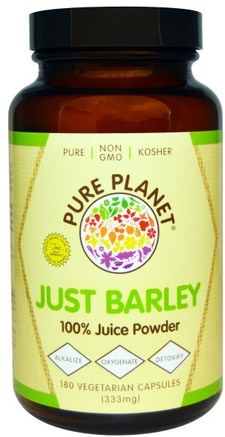 Just Barley, 333 mg, 180 Veggie Caps by Pure Planet-Kosttillskott, Superfoods, Korngräs