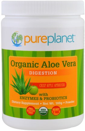 Organic Aloe Vera, Digestion, Crisp Apple Ambrosia, 160 g by Pure Planet-Kosttillskott, Aloe Vera