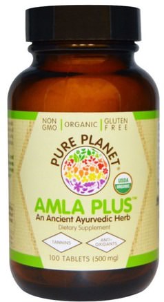 Organic Amla Plus, 500 mg, 100 Tablets by Pure Planet-Vitaminer, Vitamin C, Ayurveda Ayurvediska Örter, Amla (Indisk Krusbär Amalaki Amlaki)