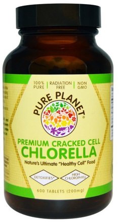 Premium Cracked Cell Chlorella, 200 mg, 600 Tablets by Pure Planet-Kosttillskott, Superfoods, Chlorella