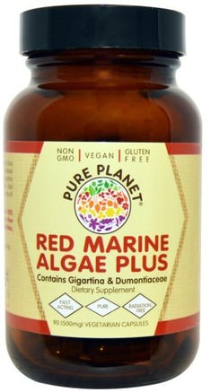 Red Marine Algae Plus, 500 mg, 90 Veggie Caps by Pure Planet-Kosttillskott, Röd Mineral Marina Alger