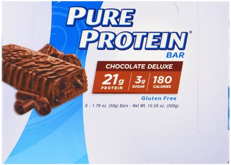 Chocolate Deluxe Bar, 6 Bars, 1.76 oz (50 g) Each by Pure Protein-Sport, Protein Barer
