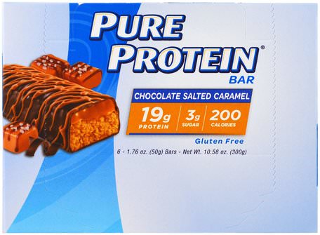 Chocolate Salted Caramel Bar, 6 Bars, 1.76 oz (50 g) Each by Pure Protein-Sport, Protein Barer
