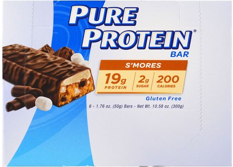 Smores Bar, 6 Bars, 1.76 oz (50 g) Each by Pure Protein-Sport, Protein Barer