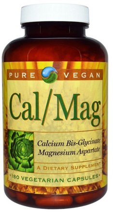 Cal/Mag, 180 Veggie Caps by Pure Vegan-Kosttillskott, Mineraler, Kalcium Och Magnesium