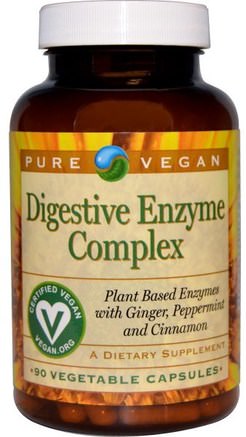 Digestive Enzyme Complex, 90 Veggie Caps by Pure Vegan-Kosttillskott, Matsmältningsenzymer