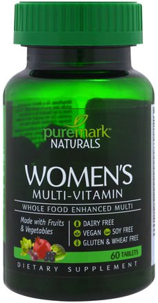 Womens Multi-Vitamin, 60 Tablets by PureMark Naturals-Vitaminer, Kvinnor Multivitaminer