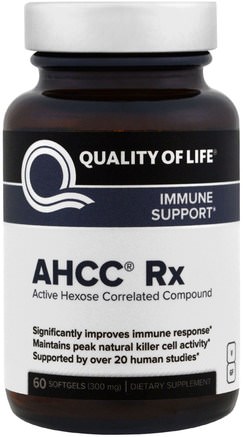 AHCC RX, 300 mg, 60 Softgels by Quality of Life Labs-Kosttillskott, Medicinska Svampar, Ahcc, Hälsa, Immunförsvar