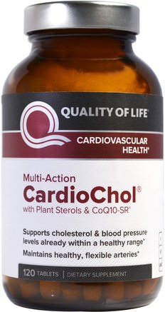 CardioChol with Plant Sterols & CoQ10-SR, Multi-Action, 120 Tablets by Quality of Life Labs-Hälsa, Kolesterolstöd, Kolesterol, Blodtryck