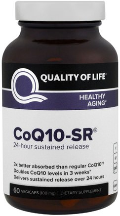 CoQ10-SR, 100 mg, 60 Vegicaps by Quality of Life Labs-Kosttillskott, Koenzym Q10, Coq10