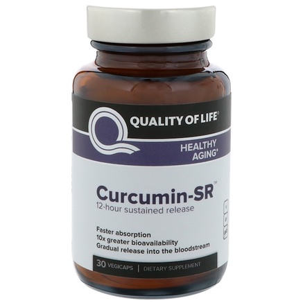 Curcumin-SR, Healthy Aging, 125 mg, 30 Veggie Caps by Quality of Life Labs-Kosttillskott, Antioxidanter, Curcumin