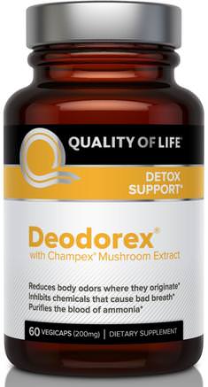 Deodorex, With Champex Mushroom Extract, 200 mg, 60 Veggie Caps by Quality of Life Labs-Kosttillskott, Medicinska Svampar, Agaricus Svampar, Hälsa, Detox