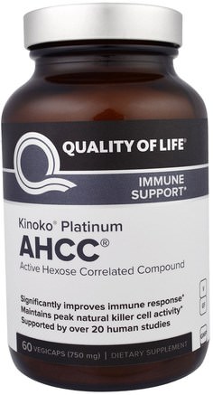 Kinoko Platinum AHCC, Immune Support, 750 mg, 60 Veggie Caps by Quality of Life Labs-Kosttillskott, Medicinska Svampar, Ahcc, Hälsa, Immunförsvar