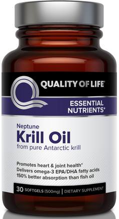 Neptune Krill Oil, 30 Softgels by Quality of Life Labs-Kosttillskott, Efa Omega 3 6 9 (Epa Dha), Krillolja, Krillolja Neptun