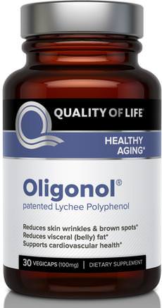 Oligonol, 100 mg, 30 Veggie Caps by Quality of Life Labs-Skönhet, Anti-Åldrande, Frukt Extrakt