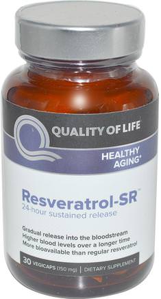 Resveratrol-SR, 150 mg, 30 Vegicaps by Quality of Life Labs-Kosttillskott, Resveratrol