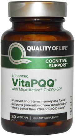 VitaPQQ, Cognitive Support, 30 Vegicaps by Quality of Life Labs-Hälsa, Uppmärksamhet Underskott Störning, Lägg Till, Adhd, Hjärna, Minne, Tillägg, Pqq (Biopqq)
