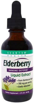 Elderberry Liquid Extract, 2 fl oz (60 ml) by Quantum Health-Hälsa, Kall Influensa Och Viral, Elderberry (Sambucus)
