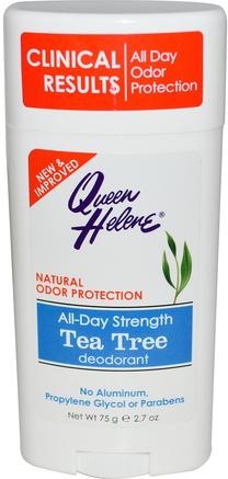 All-Day Strength Deodorant, Tea Tree, 2.7 oz (75 g) by Queen Helene-Bad, Skönhet, Deodorant