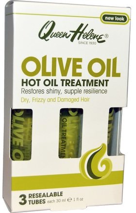 Hot Oil Treatment, Olive Oil, 3 Tubes, 1 fl oz (30 ml) Each by Queen Helene-Bad, Skönhet, Balsam, Hår, Hårbotten, Schampo, Balsam