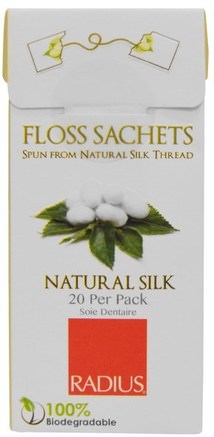 Floss Sachets, Natural Silk, 20 Per Pack by RADIUS-Bad, Skönhet, Muntlig Tandvård, Radionfloss, Tandtråd