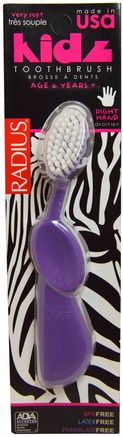 Kidz Toothbrush, Very Soft, 6yrs+. Right Hand, Purple, 1 Toothbrush by RADIUS-Bad, Skönhet, Oral Tandvård, Tandborstar