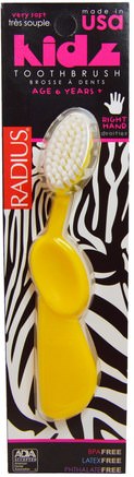 Kidz Toothbrush, Very Soft, 6yrs+. Right Hand, Yellow, 1 Toothbrush by RADIUS-Bad, Skönhet, Oral Tandvård, Tandborstar