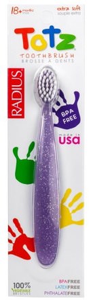 Totz Toothbrush, 18+ Months, Extra Soft, Purple Sparkle by RADIUS-Bad, Skönhet, Oral Tandvård, Tandborstar, Barns Hälsa, Barnomsorg