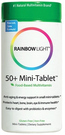 50+ Mini Tablet, Food-Based Multivitamin, 90 Mini-Tablets by Rainbow Light-Vitaminer, Män Multivitaminer, Kvinnor Multivitaminer
