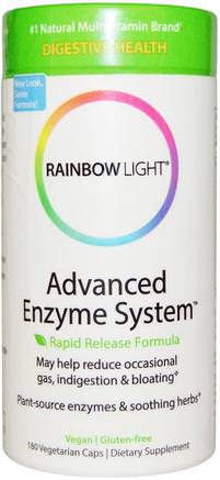 Advanced Enzyme System, Rapid Release Formula, 180 Vegetarian Caps by Rainbow Light-Kosttillskott, Enzymer, Matsmältningsenzymer