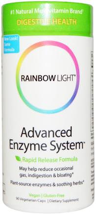 Advanced Enzyme System, Rapid Release Formula, 90 Vegetarian Caps by Rainbow Light-Kosttillskott, Enzymer, Matsmältningsenzymer