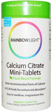 Calcium Citrate Mini-Tablets, 120 Mini-Tabs by Rainbow Light-Kosttillskott, Mineraler, Kalcium Och Magnesium, Kalciumcitrat