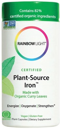 Certified Plant-Source Iron, 50 Plant Capsules by Rainbow Light-Kosttillskott, Mineraler, Järn