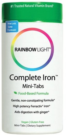 Complete Iron, Mini-Tabs, 60 Mini Tablets by Rainbow Light-Kosttillskott, Mineraler, Järn