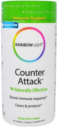 Counter Attack, 90 Tablets by Rainbow Light-Hälsa, Kall Influensa Och Virus, Halsvårdspray, Barns Hälsa, Kall Influensav Hosta