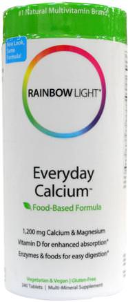 Everyday Calcium, Food-Based Formula, 240 Tablets by Rainbow Light-Kosttillskott, Mineraler, Kalcium Och Magnesium