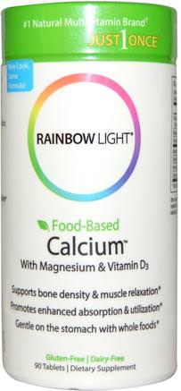 Food-Based Calcium With Magnesium & Vitamin D3, 90 Tablets by Rainbow Light-Kosttillskott, Mineraler, Kalcium Och Magnesium