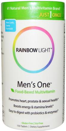 Just Once, Mens One, Food-Based Multivitamin, 150 Tablets by Rainbow Light-Vitaminer, Män Multivitaminer, Män