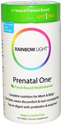 Just Once, Prenatal One, Food-Based Multivitamin, 150 Tablets by Rainbow Light-Vitaminer, Prenatala Multivitaminer, Kvinnor