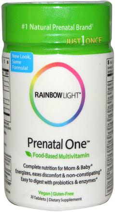 Just Once, Prenatal One, Food-Based Multivitamin, 30 Tablets by Rainbow Light-Vitaminer, Prenatala Multivitaminer