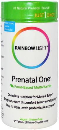 Just Once, Prenatal One, Food-Based Multivitamin, 90 Tablets by Rainbow Light-Vitaminer, Prenatala Multivitaminer